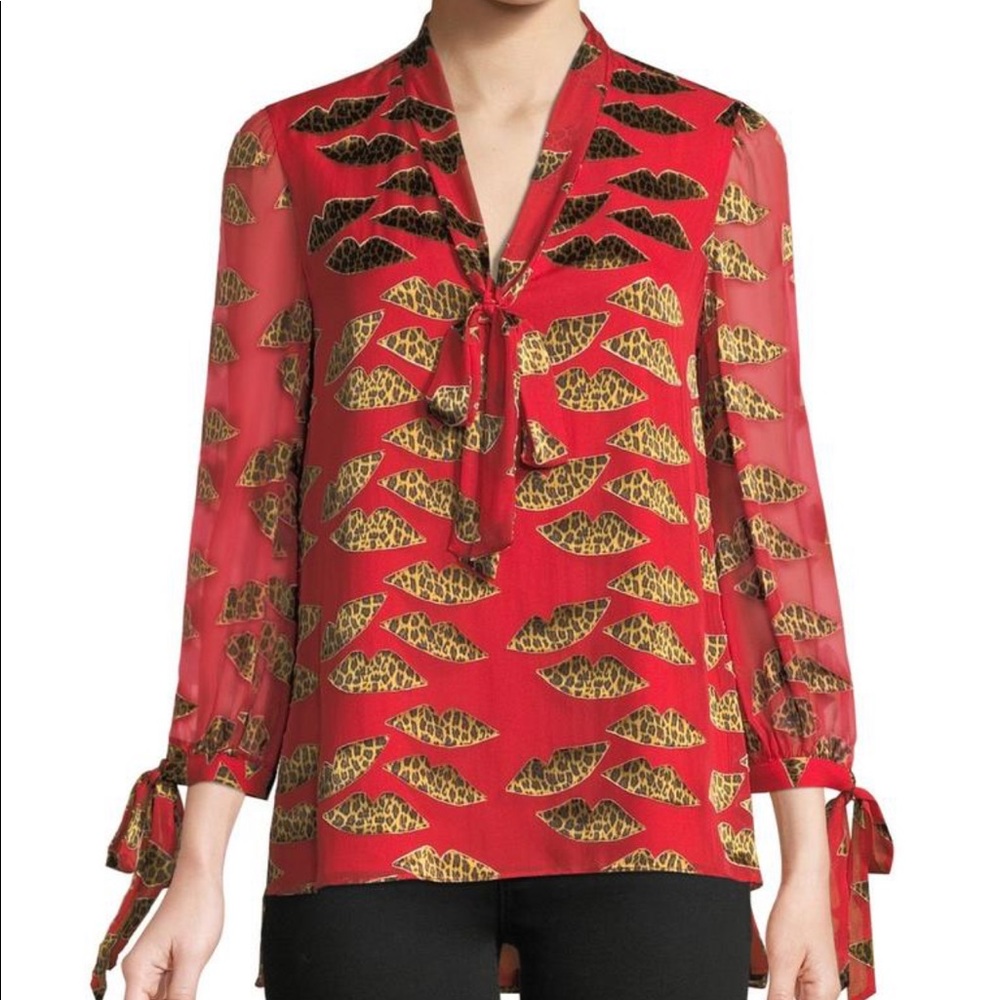 Alice + Olivia Donald Robertson Sheila Cheetah top